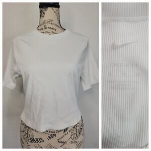 Nike Zenvy Rib Dri-FIT Training Short-Sleeve Top White Size XL (FN7467-100)